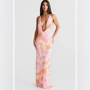 Elegant Pink and Orange Halter Dress - Melanie the label LOPEZ